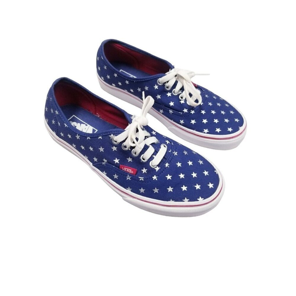 Vans Unisex Athletic Shoes Blue White Stars Low Top Lace Up Sneakers M 8.5 W 10‎
